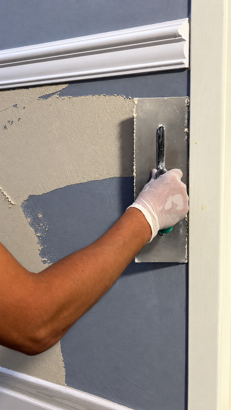 Decorative finish applied by hand with a steel trowel